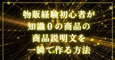 物販経験初心者が知識０の商品の商品説明文をAIで一瞬で作る方法